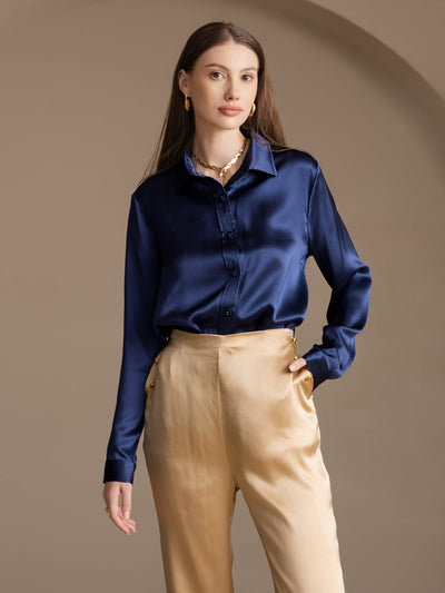 Reyanna™ | Silke Figursydda Knappfickor Kostymbyxor