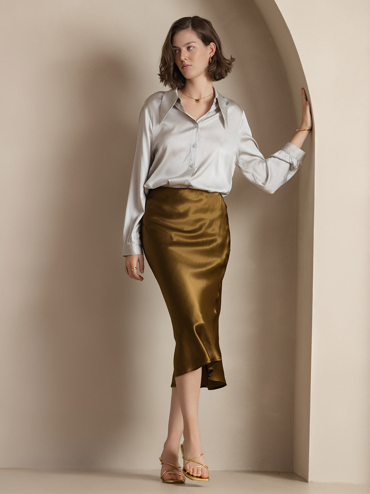 Reyanna™ | Rent Silke Klassisk Elegant Damkjol