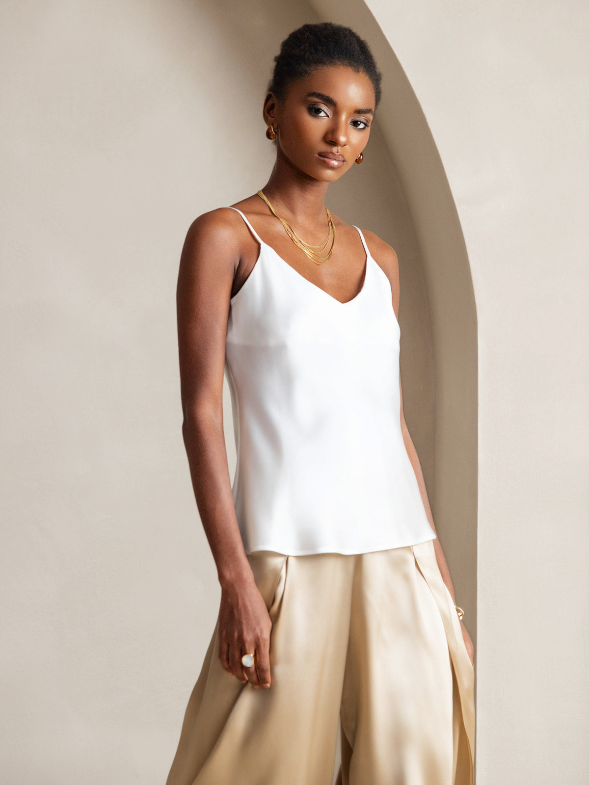 Reyanna™ | V-ringning Ren Silke Spaghettiband Camisole-linne