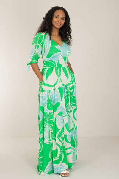 Flowy maxi jersey dress - Green