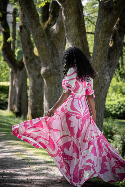Flowy maxi jersey dress - Pink