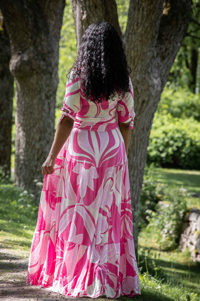 Flowy maxi jersey dress - Pink