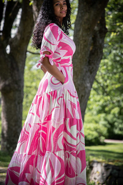 Flowy maxi jersey dress - Pink