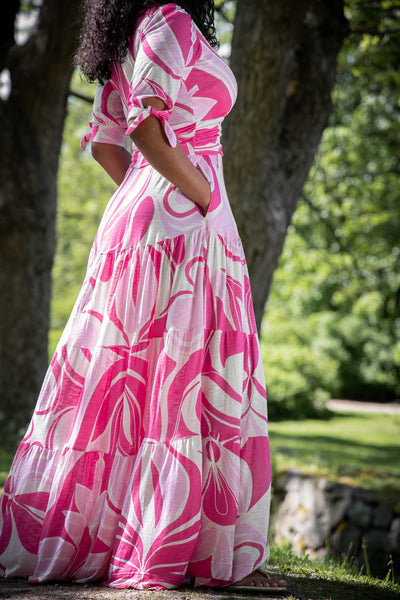 Flowy maxi jersey dress - Pink