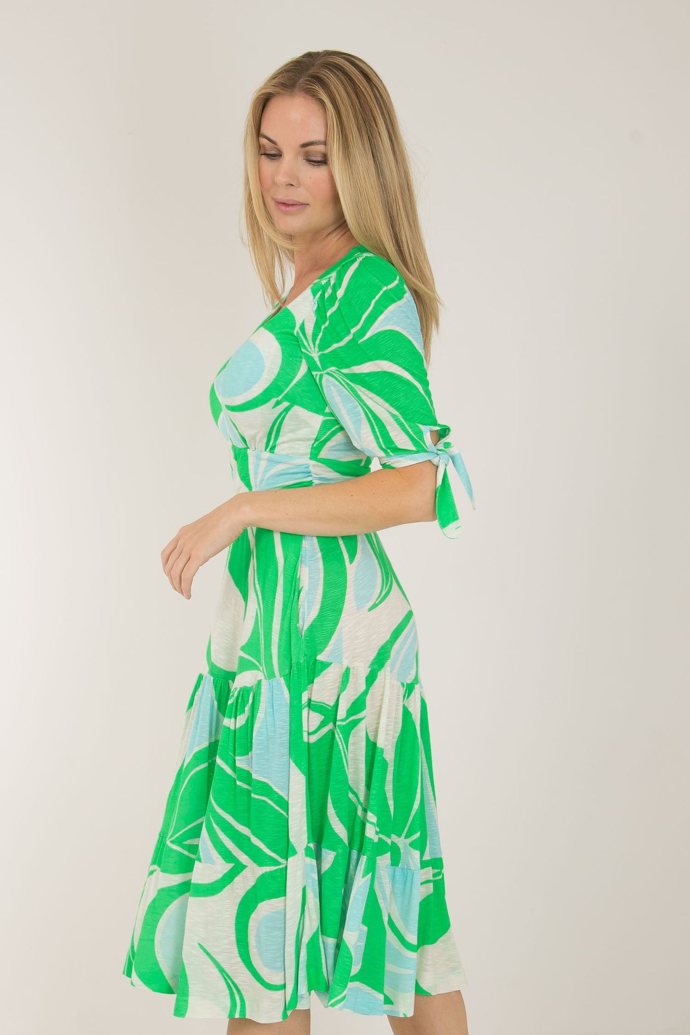 Flowy short jersey dress - Green