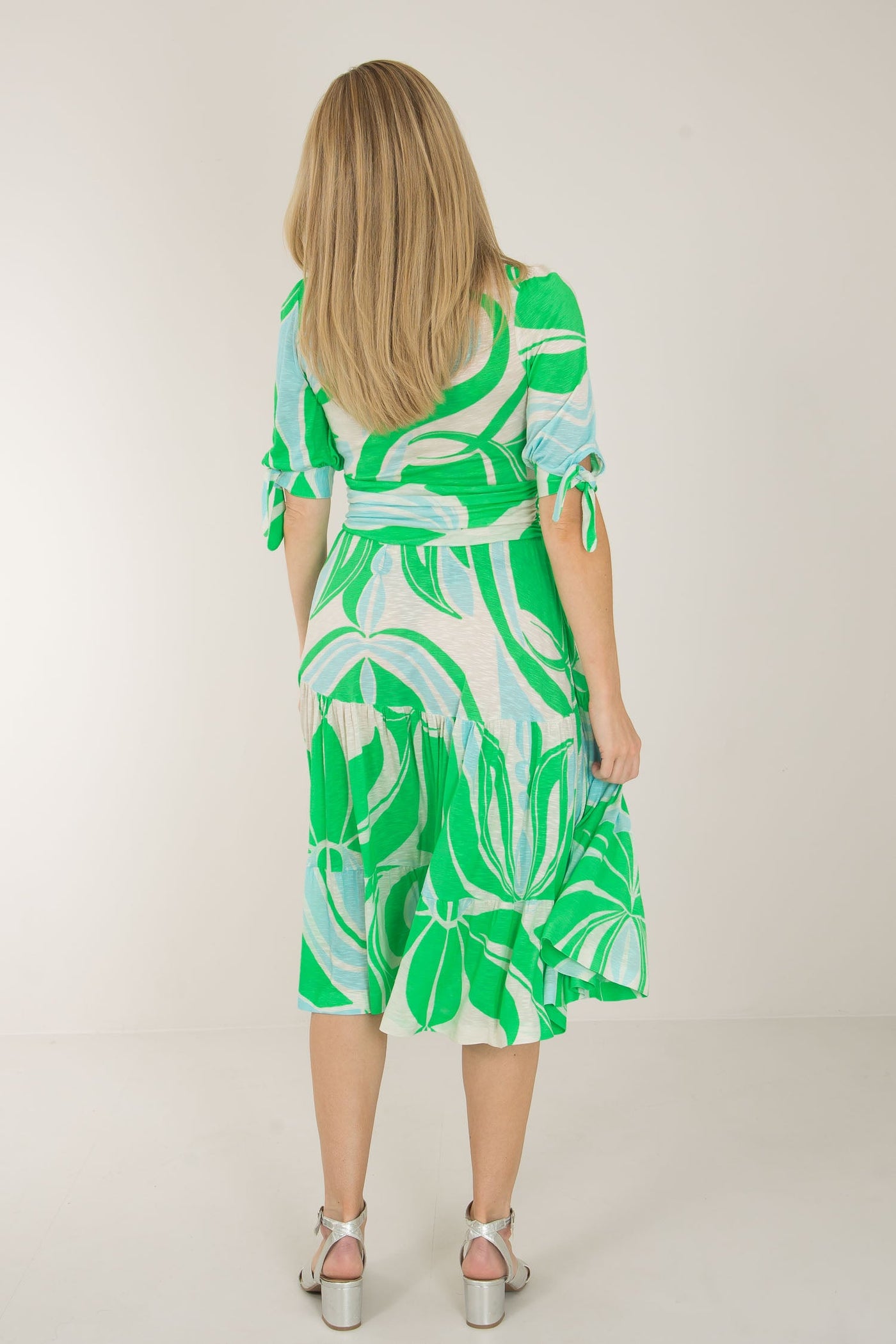 Flowy short jersey dress - Green