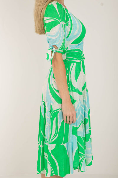 Flowy short jersey dress - Green