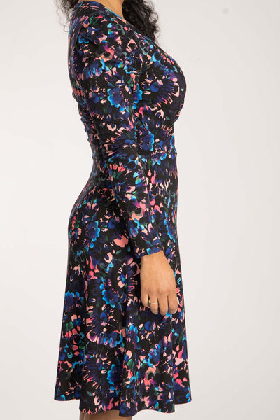 Closed wrap short jersey dress - Blue-Pink