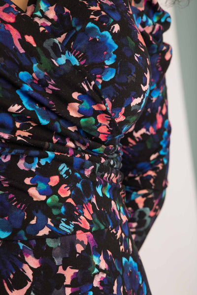 Closed wrap short jersey dress - Blue-Pink