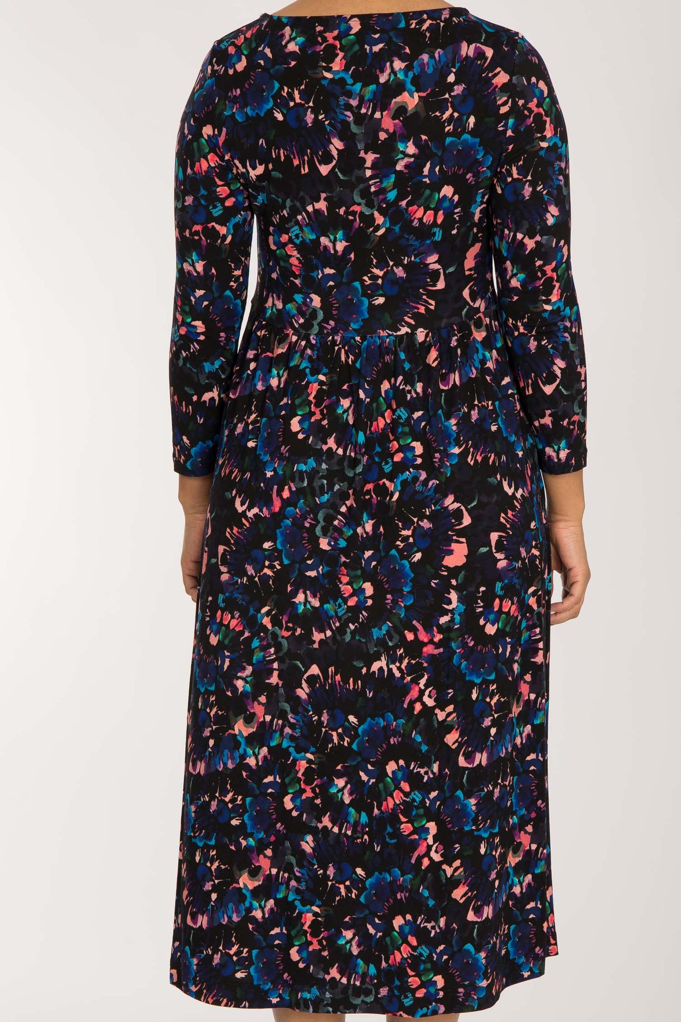 Ideal printed midi jersey dress - Blue-Pink