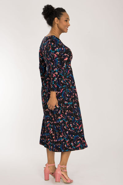 Ideal printed midi jersey dress - Blue-Pink