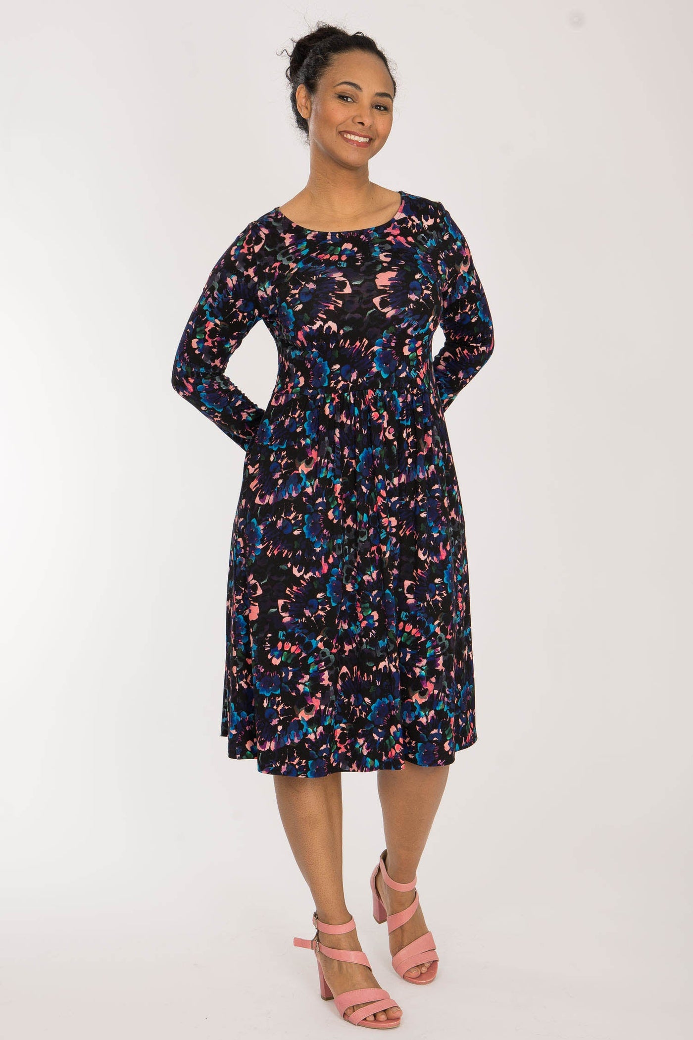 Ideal short jersey dress - Blue-Pink