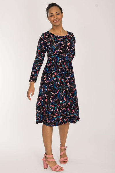 Ideal short jersey dress - Blue-Pink