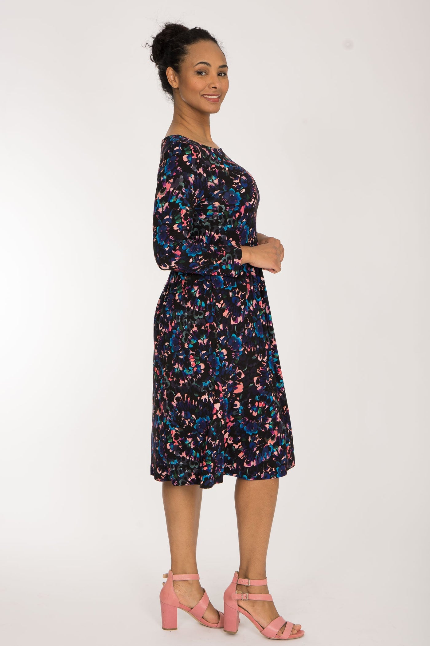 Ideal short jersey dress - Blue-Pink