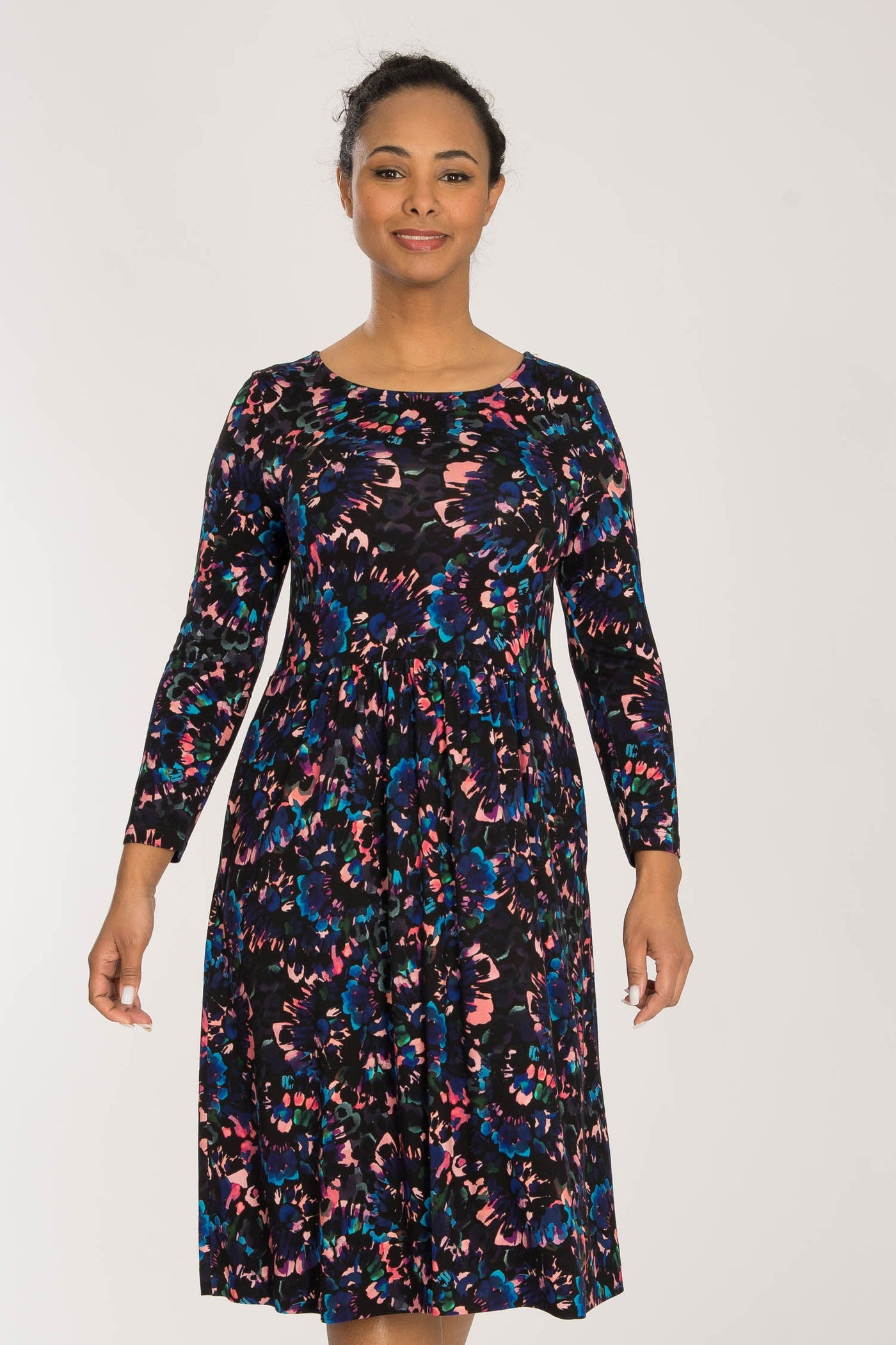 Ideal short jersey dress - Blue-Pink