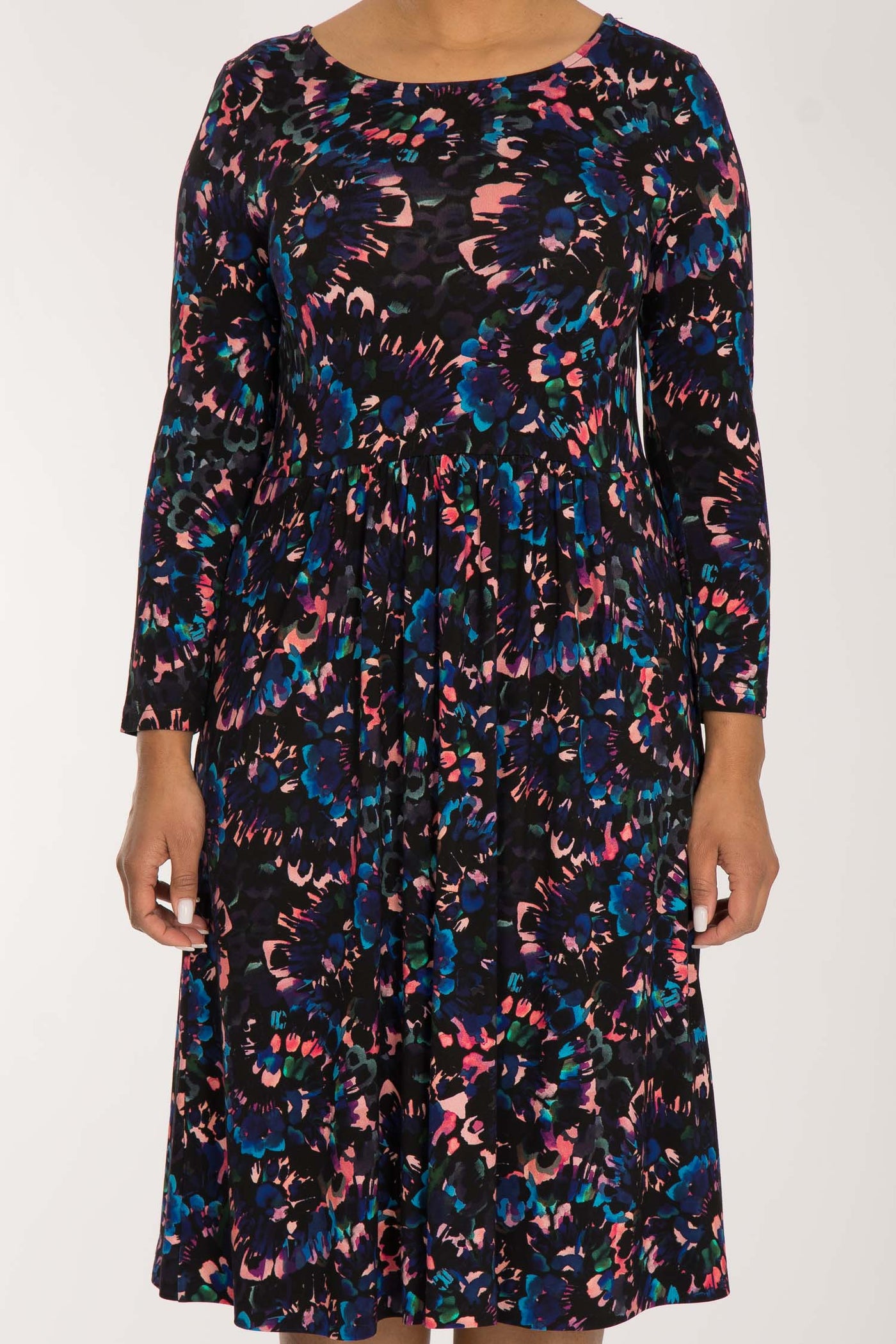 Ideal short jersey dress - Blue-Pink