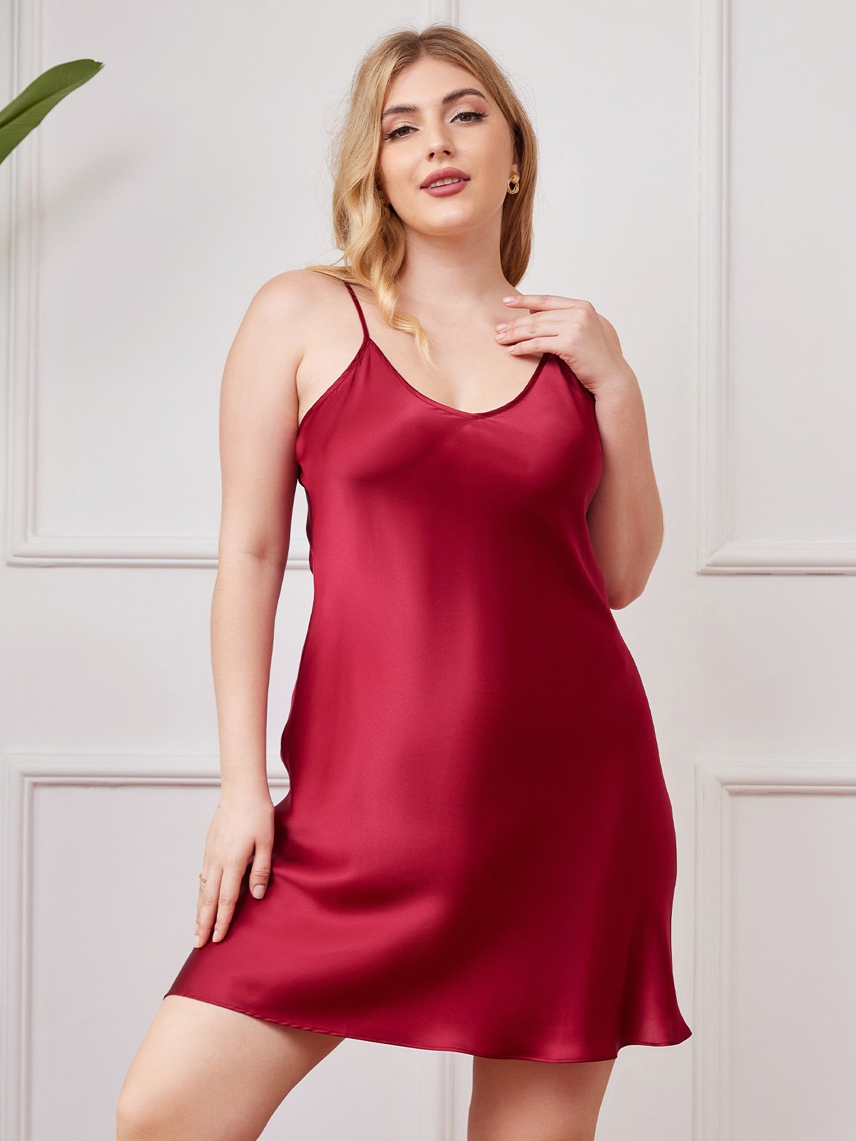Reyanna™ | Plusstorlekar Ren Siden Sexig Chemise Nattklänning