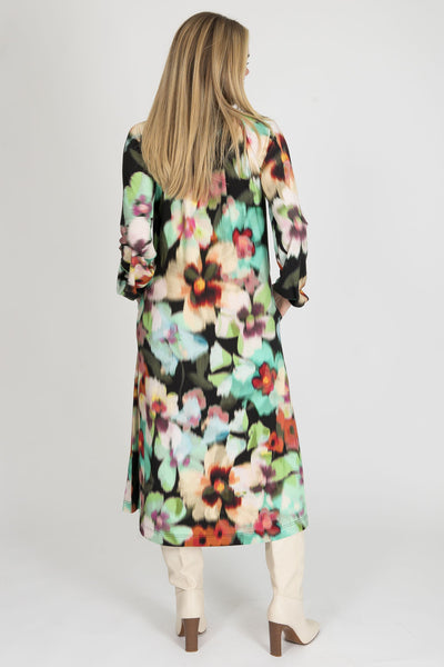A-lined belted midi jersey dress - Black