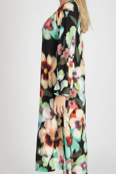 A-lined belted midi jersey dress - Black