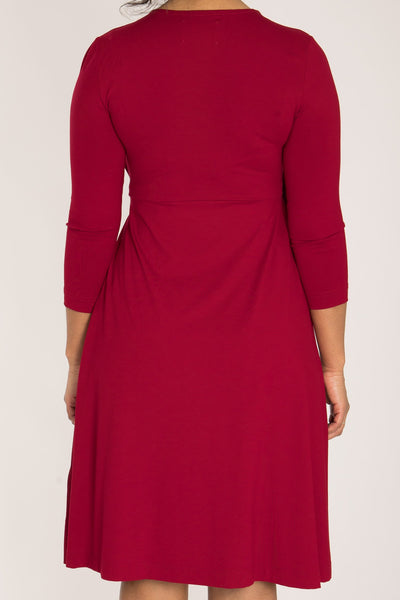 Loose fit short wrap jersey dress - Red