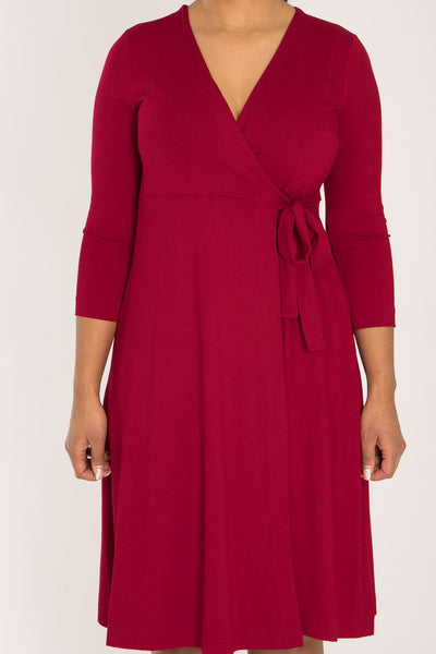 Loose fit short wrap jersey dress - Red