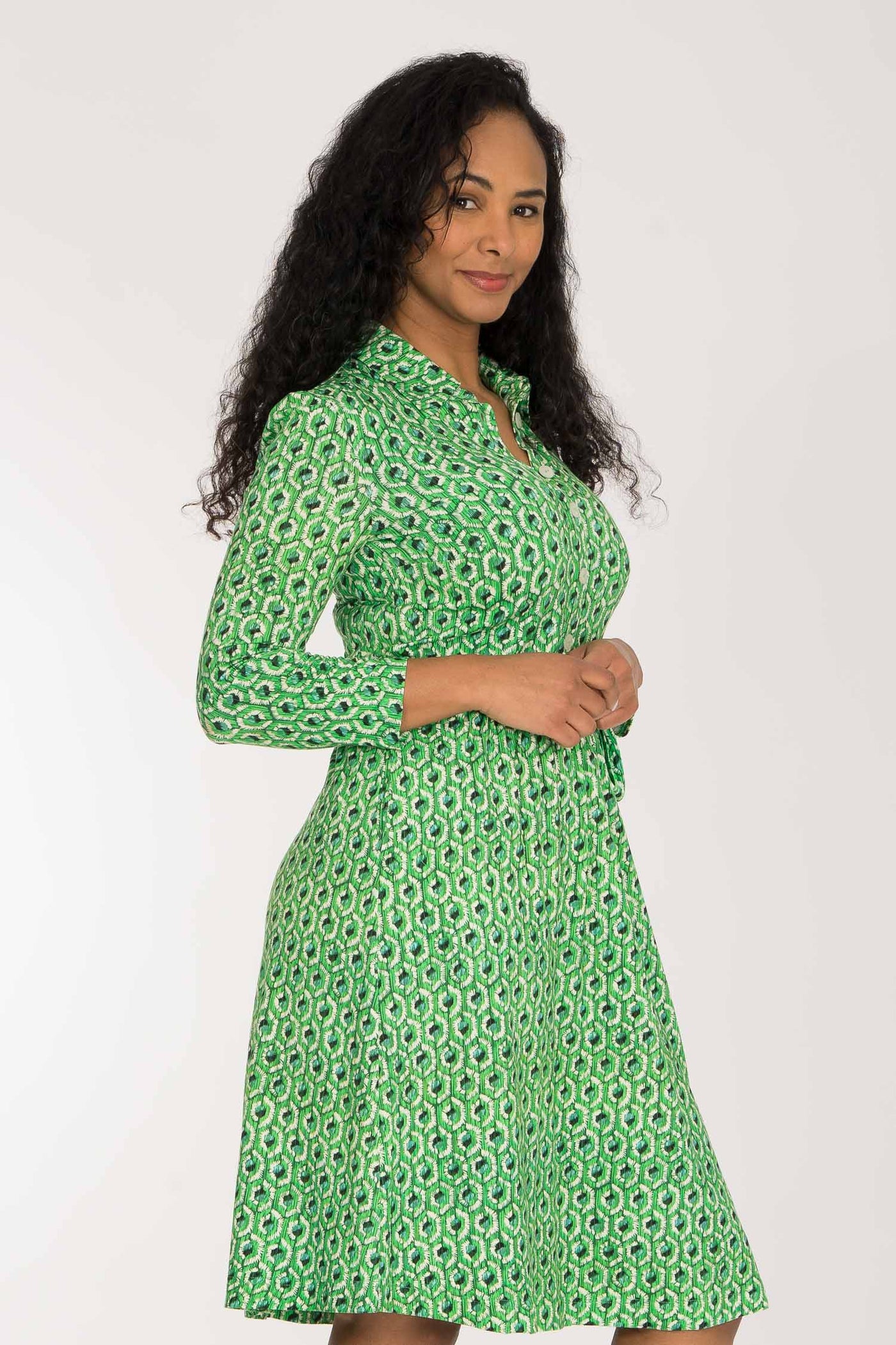 Forever mine placket short jersey dress - Green