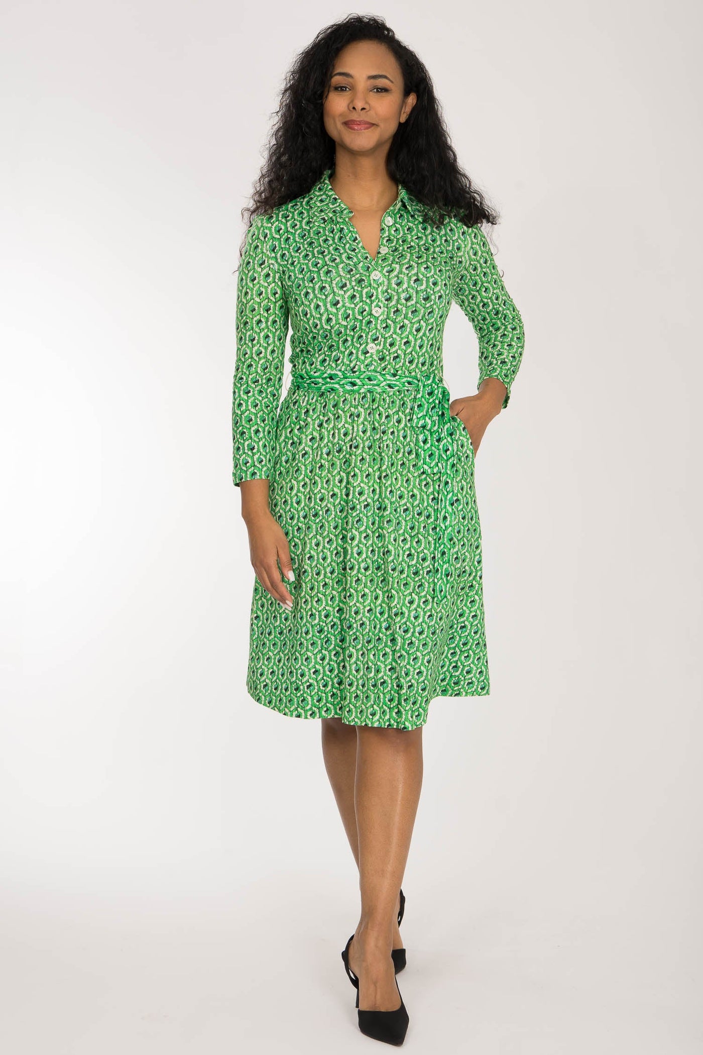 Forever mine placket short jersey dress - Green