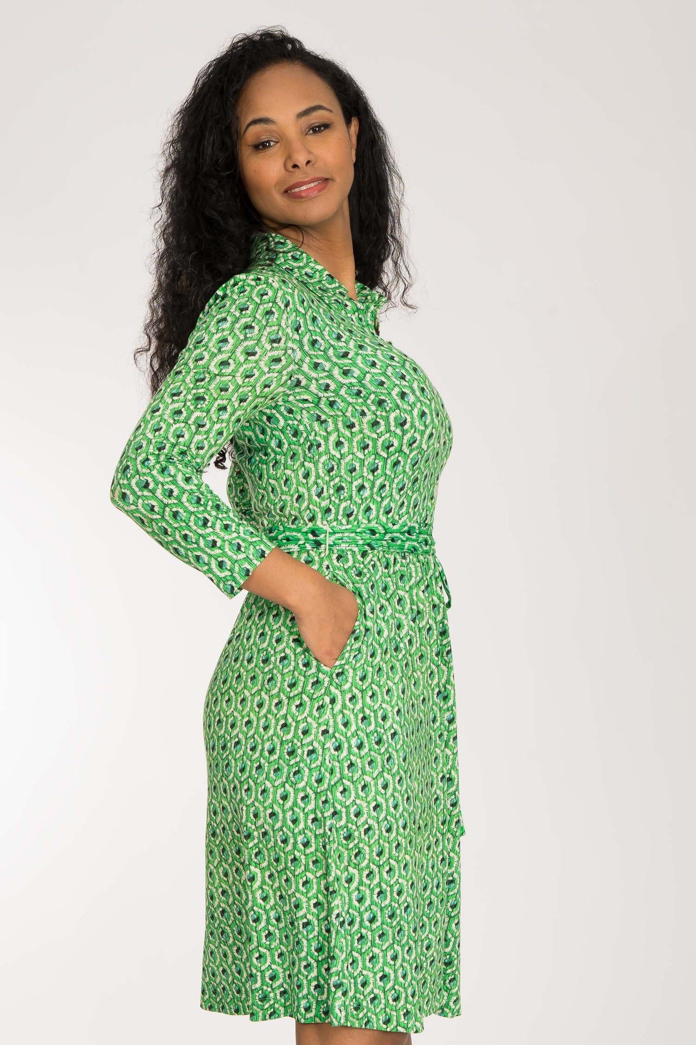 Forever mine placket short jersey dress - Green