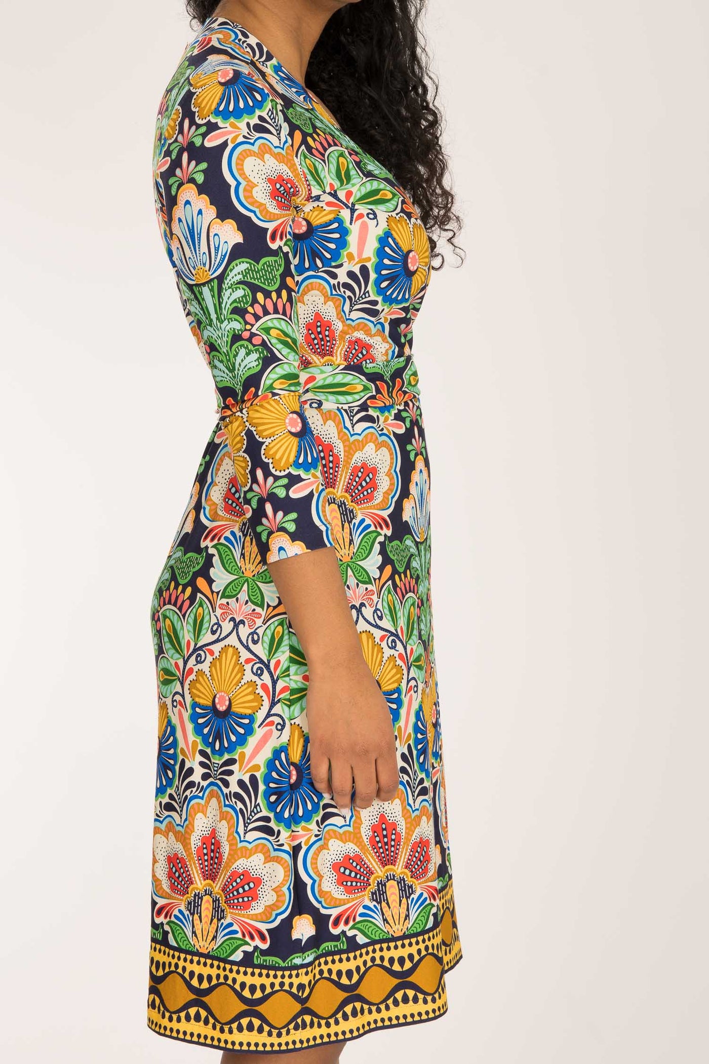 Slim wrap short jersey dress - Navy folklore