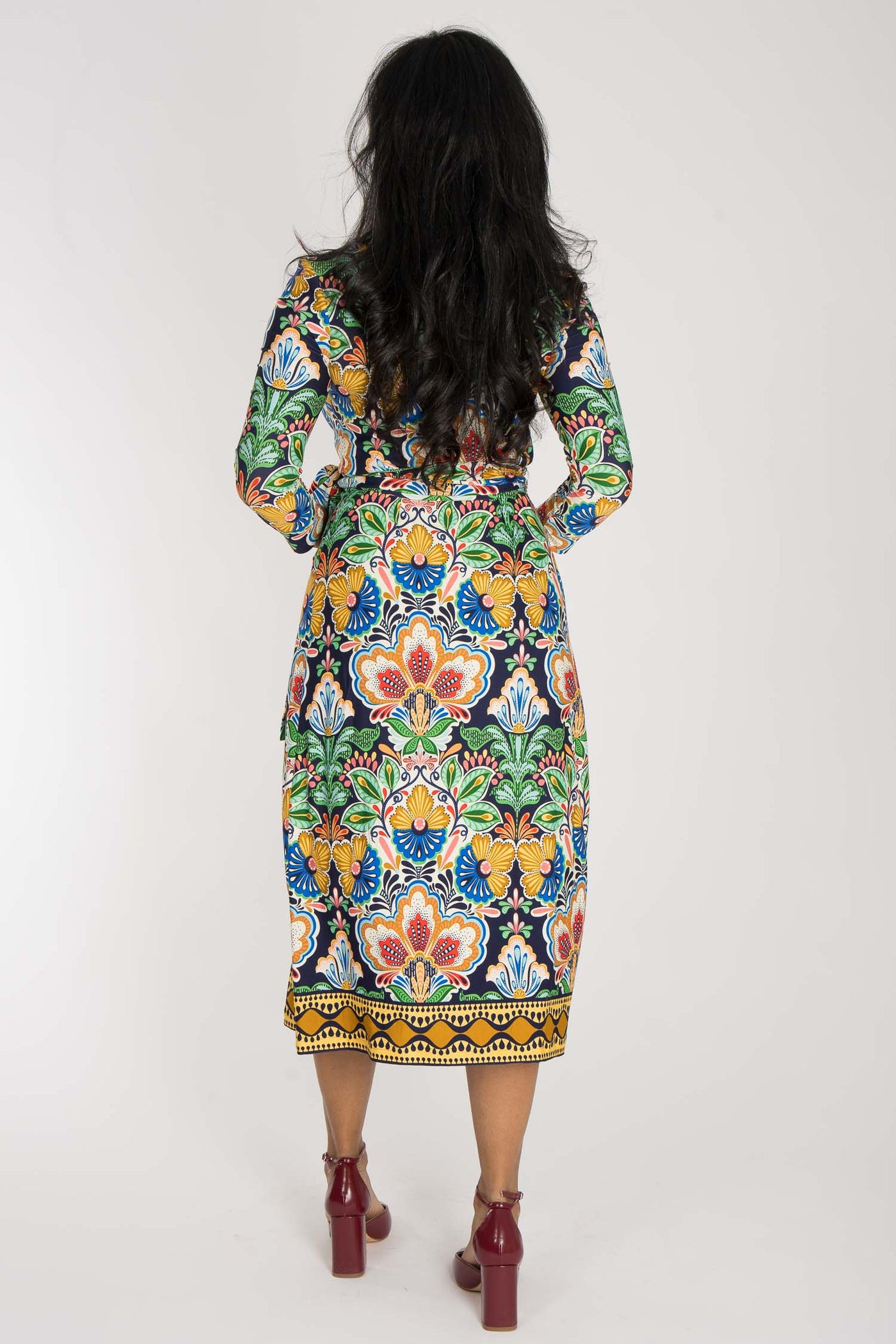 Slim wrap midi jersey dress - Navy folklore