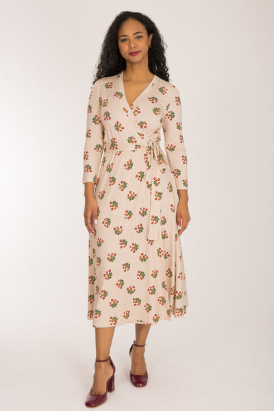 Bestie wrap midi jersey dress - Beige