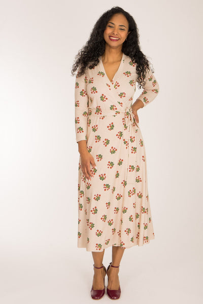 Bestie wrap midi jersey dress - Beige
