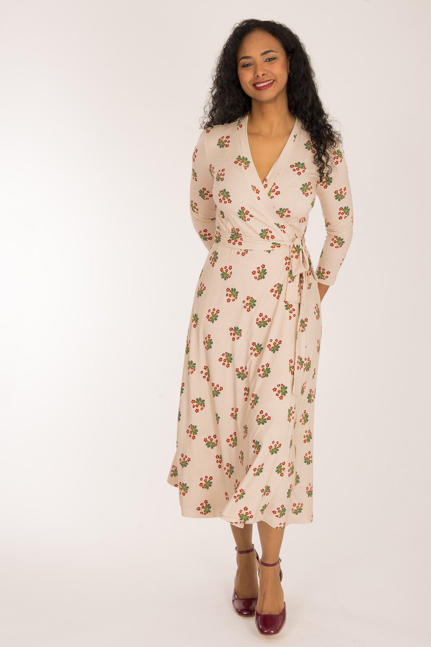 Bestie wrap midi jersey dress - Beige