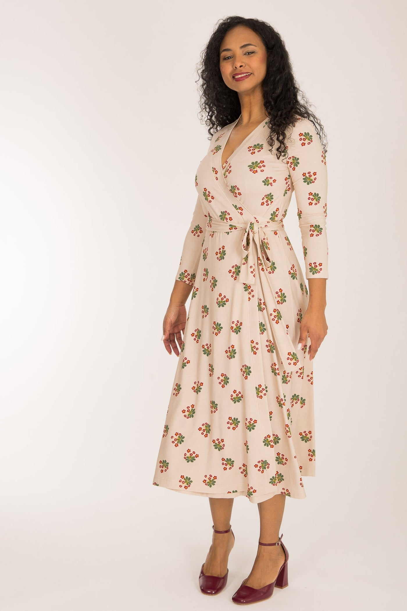 Bestie wrap midi jersey dress - Beige