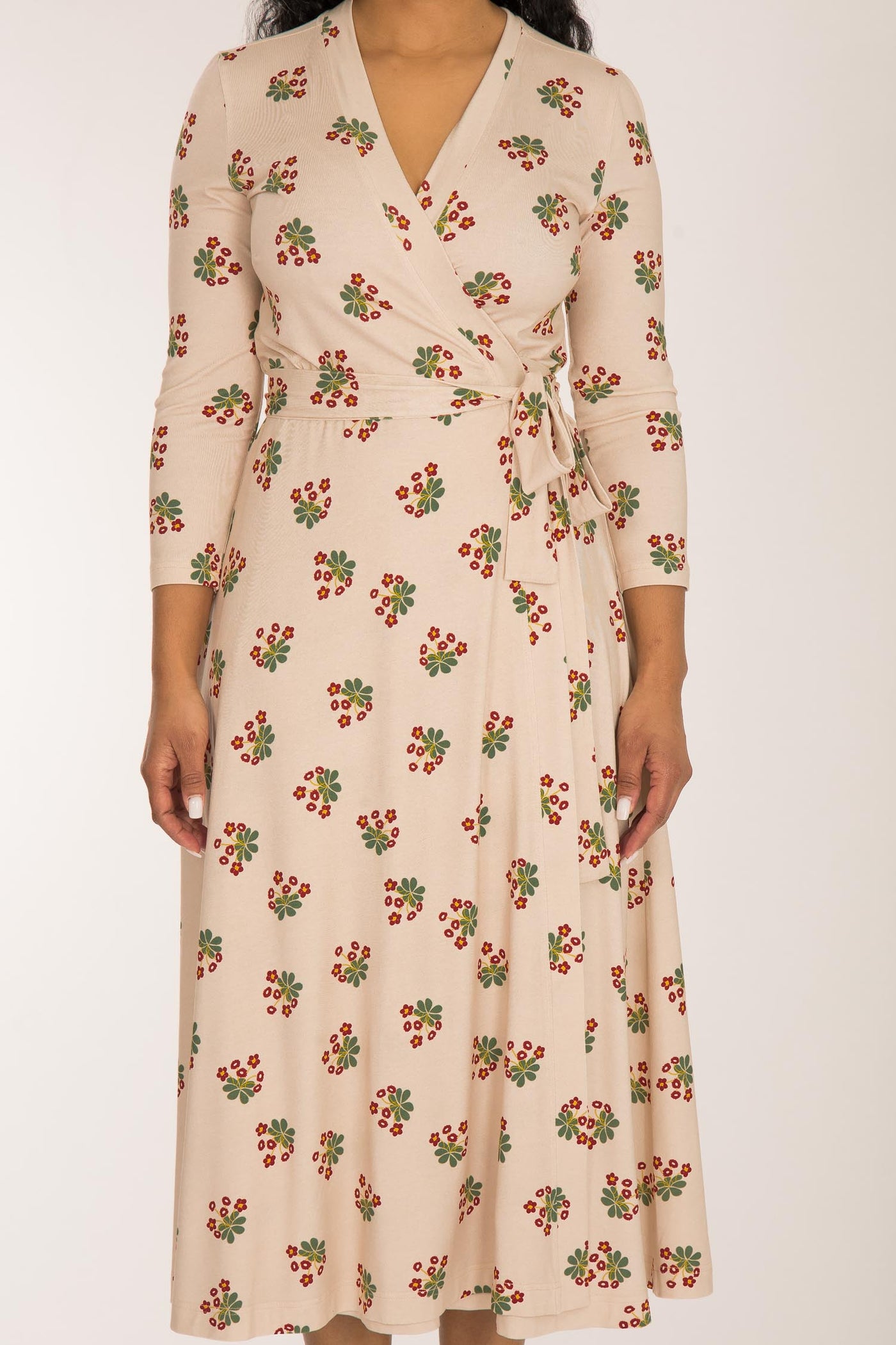 Bestie wrap midi jersey dress - Beige