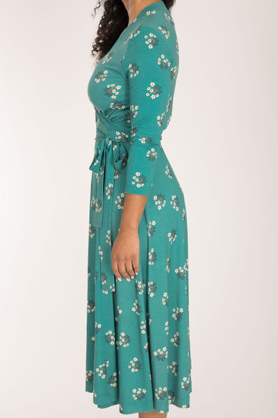 Bestie wrap midi jersey dress - Turquoise