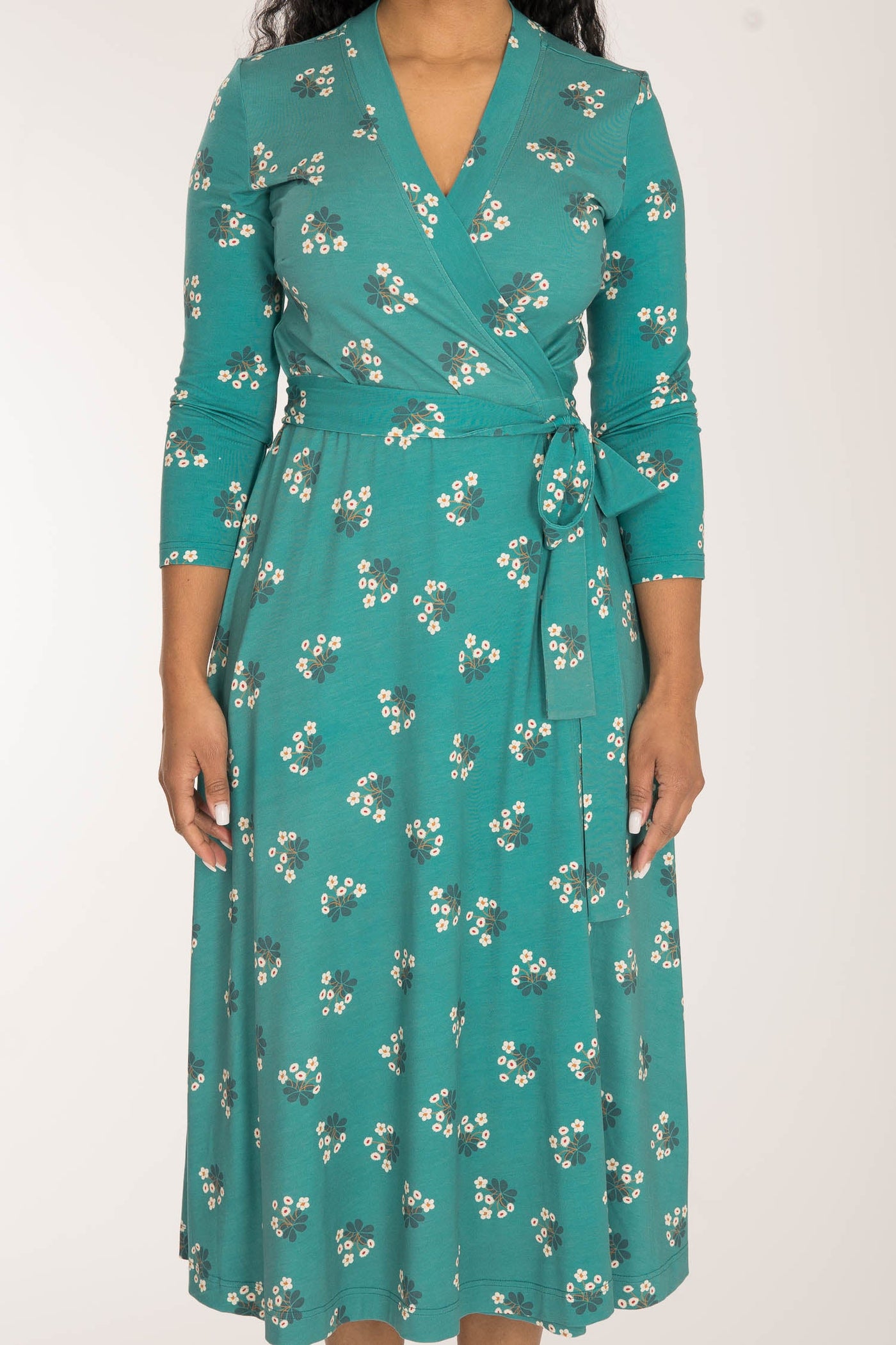 Bestie wrap midi jersey dress - Turquoise