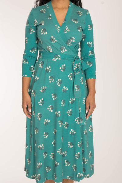 Bestie wrap midi jersey dress - Turquoise