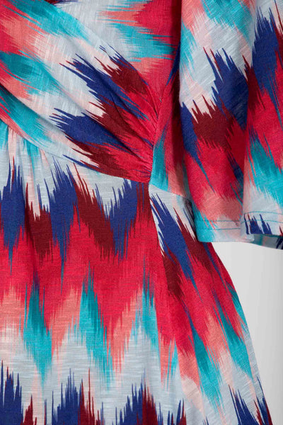 Knot draped short jersey dress - Blue-Pink