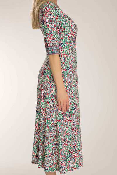 Slip-On wrap midi jersey dress - Blue folklore