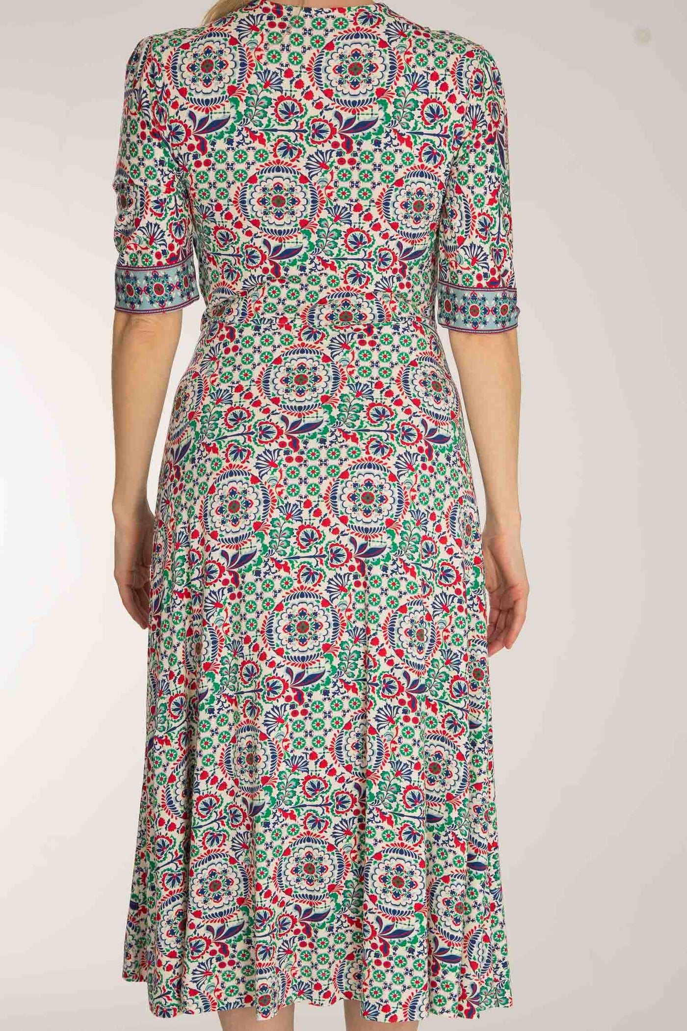 Slip-On wrap midi jersey dress - Blue folklore