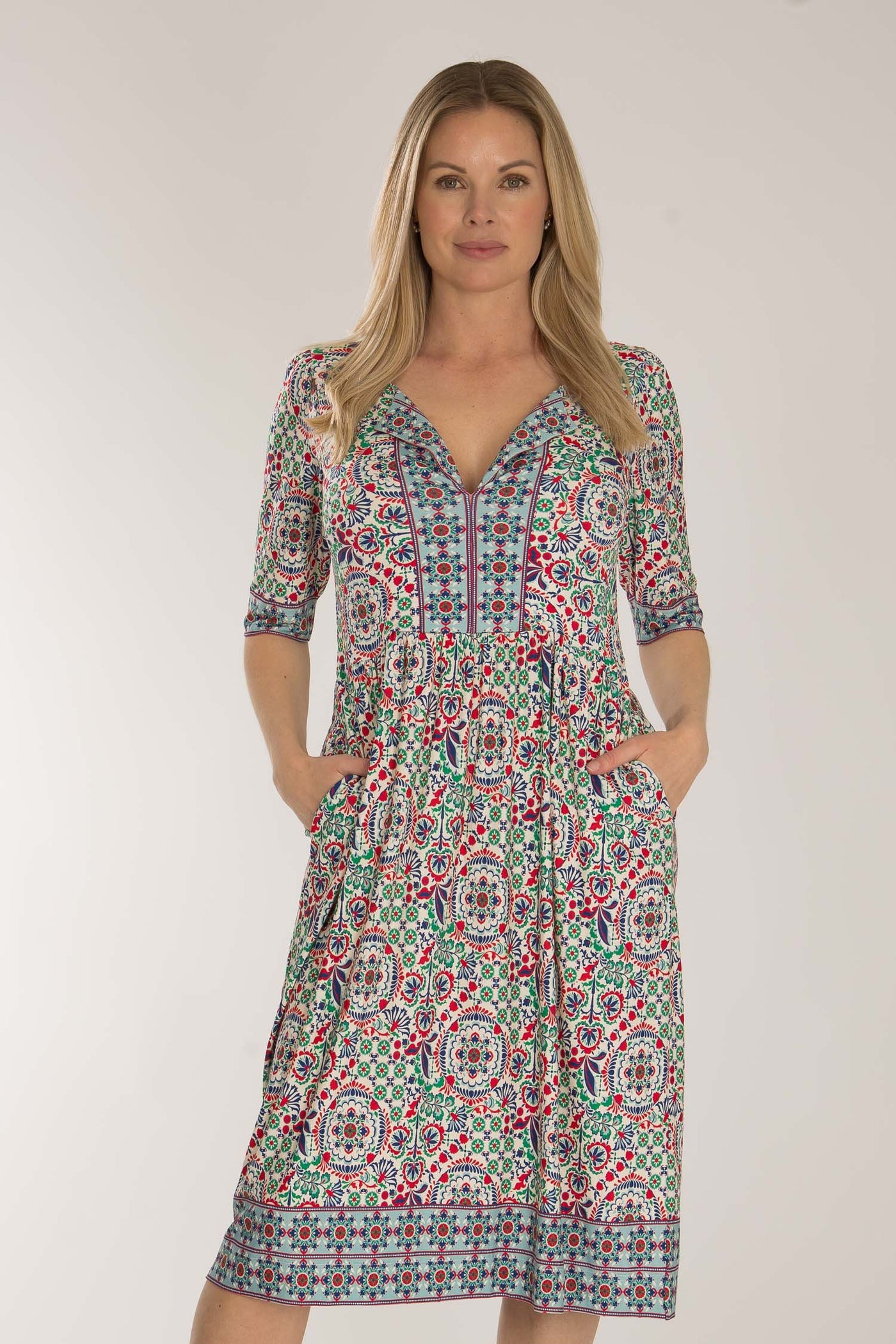 Ideal short jersey dress - Blue folklore