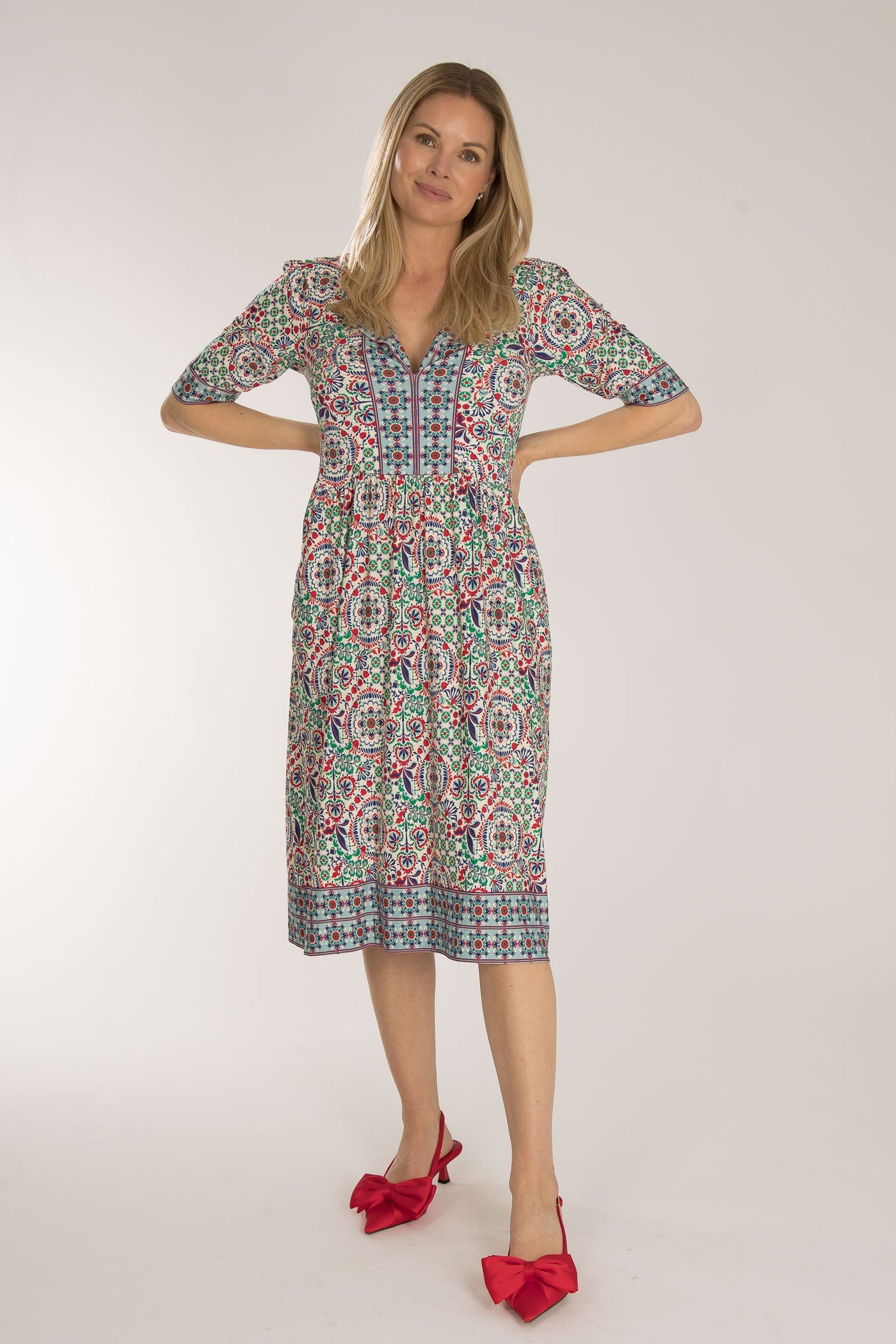 Ideal short jersey dress - Blue folklore
