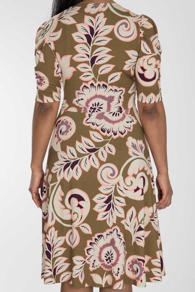 Closed wrap short jersey dress - Olive