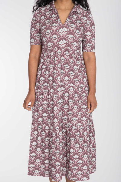 Forever mine collar midi jersey dress - Mauve