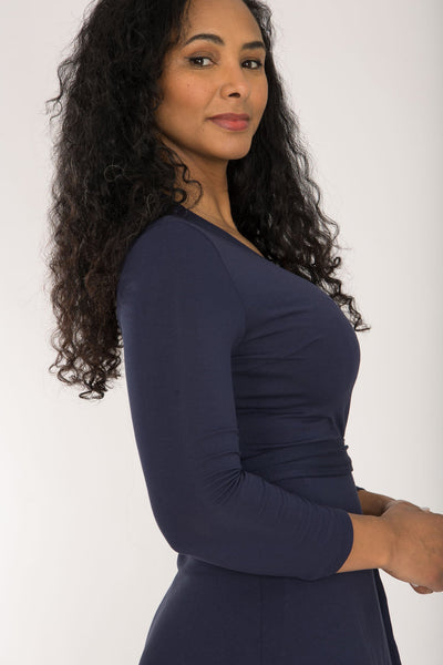 Bestie wrap short jersey dress - Navy