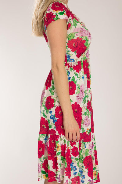 Soft flourish short jersey dress - Red flowers