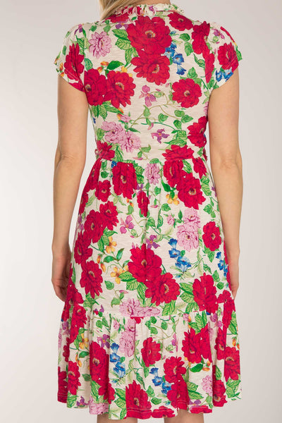 Soft flourish short jersey dress - Red flowers