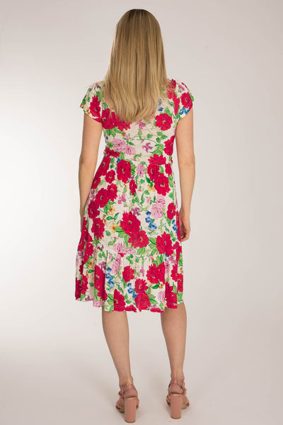 Soft flourish short jersey dress - Red flowers