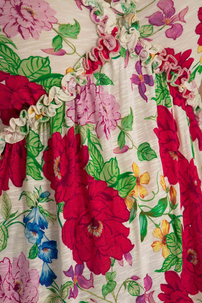 Soft flourish short jersey dress - Red flowers